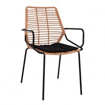 Πολυθρόνα μεταλλική μαύρη με μπεζ rattan c55698 Πολυθρόνα μεταλλική μαύρη με μπεζ rattan c55698