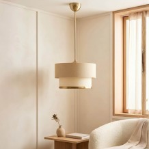 Φωτιστικό οροφής Lembar pakoworld LED Ε27 μπεζ με χρυσό Φ30x20εκ c557434