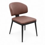 Καρέκλα Leyla pakoworld καφέ PU με μαύρο μέταλλο 46x46x82 5εκ SET 2τμχ c558306