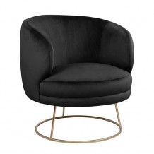 Πολυθρόνα από βελούδο ARIEN μαύρη με χρυσή βάση c55841