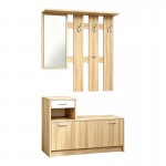 Έπιπλο εισόδου Jentia pakoworld με καθρέπτη sonoma με λευκό MDF 100x24x186εκ c558453