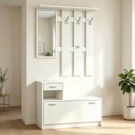 Έπιπλο εισόδου Jentia pakoworld με καθρέπτη λευκό MDF 100x24x186εκ c558456