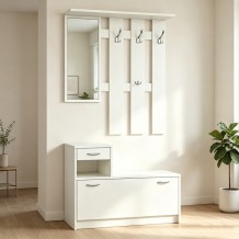 Έπιπλο εισόδου Jentia pakoworld με καθρέπτη λευκό MDF 100x24x186εκ c558456