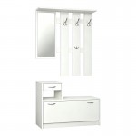 Έπιπλο εισόδου Jentia pakoworld με καθρέπτη λευκό MDF 100x24x186εκ c558456