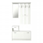 Έπιπλο εισόδου Jentia pakoworld με καθρέπτη λευκό MDF 100x24x186εκ c558456