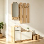 Έπιπλο εισόδου Kenty pakoworld με καθρέπτη sonoma με λευκό MDF 100x28x110εκ c558457