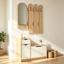 Έπιπλο εισόδου Kenty pakoworld με καθρέπτη sonoma με λευκό MDF 100x28x110εκ c558457
