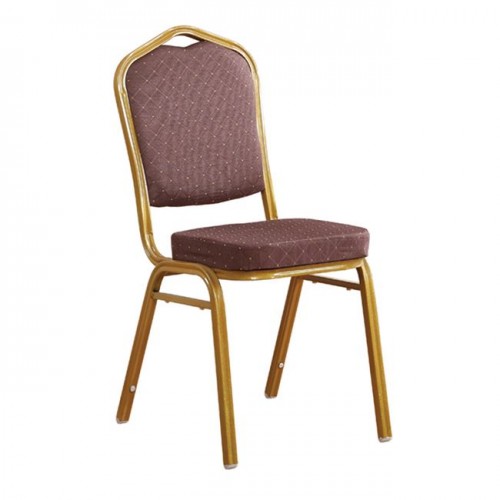 HILTON Καρέκλα Μεταλλική Gold Ύφασμα Καφέ c55892