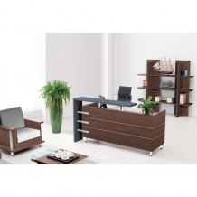 Reception PROLINE 180x75x110cm σκούρο καρυδί μαύρο c55898