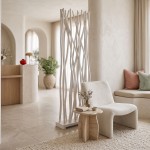 Διακοσμητικό δαπέδου Jati pakoworld teak ξύλο σε white wash απόχρωση 60x20x190εκ c559583