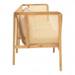 Καναπές τριθέσιος Jenta pakoworld teak ξύλο με rattan σε φυσική απόχρωση και μπεζ μαξιλάρι 203x67x92εκ c559589