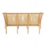 Καναπές τριθέσιος Jenta pakoworld teak ξύλο με rattan σε φυσική απόχρωση και μπεζ μαξιλάρι 203x67x92εκ c559589