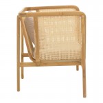 Πολυθρόνα Jenta pakoworld teak ξύλο με rattan σε φυσική απόχρωση και μπεζ μαξιλάρι 72x67x92εκ c559594