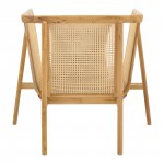 Πολυθρόνα Jenta pakoworld teak ξύλο με rattan σε φυσική απόχρωση και μπεζ μαξιλάρι 72x67x92εκ c559594