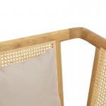 Πολυθρόνα Jenta pakoworld teak ξύλο με rattan σε φυσική απόχρωση και μπεζ μαξιλάρι 72x67x92εκ c559594