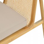 Πολυθρόνα Jenta pakoworld teak ξύλο με rattan σε φυσική απόχρωση και μπεζ μαξιλάρι 72x67x92εκ c559594