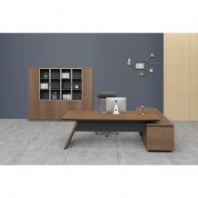 PROLINE Γραφείο 240x200cm Σκούρο Καρυδί Μαύρο c55987