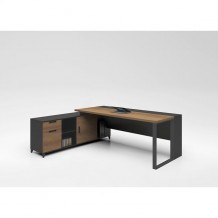 PROLINE Γραφείο Αναστρέψιμο 160x160cm Σκούρο Καρυδί Μαύρο c56011