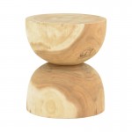 Σκαμπό Τραπεζάκι Hourglass pakoworld suar ξύλο καρυδί Φ40x45εκ c560175