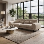 Καναπές Dorana pakoworld τετραθέσιος μπεζ ύφασμα 286x89x83εκ c560387