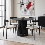 Τραπέζι Kenda I pakoworld mindi ξύλο μαύρο Φ80x75εκ c560608