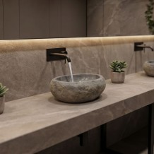 Επικαθήμενος νιπτήρας Lavello pakoworld γκρι πέτρινος 35x35x25εκ c560751