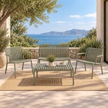 MODO Set Σαλόνι Κήπου PP-UV Olive Green Καναπές 2 Πολυθρόνες Τραπεζάκι c561315