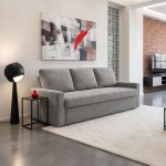 Καναπές Κρεβάτι Keyla pakoworld τριθέσιος γκρι ύφασμα 215x86x87εκ c561372