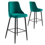 ΣΚΑΜΠΟ ΜΠΑΡ SERENITY HM8519 13 ΒΕΛΟΥΔΟ ΠΡΑΣΙΝΟ-ΜΑΥΡΑ ΜΕΤΑΛΛΙΚΑ ΠΟΔΙΑ 53x48x110Υεκ SET 2τμχ c561538