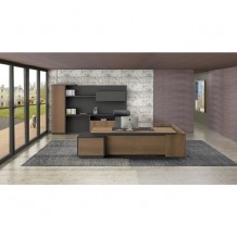 PROLINE Γραφείο 220x200cm Σκούρο Καρυδί Μαύρο c56160