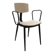 Πολυθρόνα μεταλλική με ξύλινη πλάτη και κάθισμα TS335 c56741