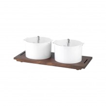 Organiser Buffet με 2x2.5lt λευκά δοχεία, διάφανα καπάκια και βάση από οξιά c56986 Organiser Buffet με 2x2.5lt λευκά δοχεία, διάφανα καπάκια και βάση από οξιά c56986