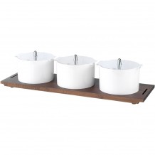 Organiser Buffet με 3x2.5lt λευκά δοχεία, διάφανα καπάκια και βάση από οξιά c56987 Organiser Buffet με 3x2.5lt λευκά δοχεία, διάφανα καπάκια και βάση από οξιά c56987