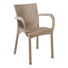 Πολυθρόνα πολυπροπυλενίου RATTAN πόδι αλουμινίου καπουτσίνο c57107