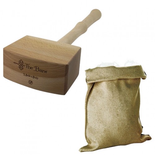 Σετ θρυμματισμού πάγου, με ξύλινο σφυρί και βαμβακερή τσάντα 13x37.5cm c57729
