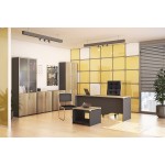 Ντουλάπα γραφείου με γυάλινες πόρτες Lotus χρώμα φυσικό ανθρακί 80x40x200εκ c57983