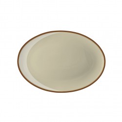 Σετ 6 πιάτα οβάλ πορσελάνης, 31cm, γκρίζο-μπεζ με ρίγα, σειρά OPERA c58341