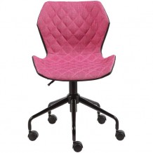 DAVID Καρέκλα γραφείου Pu Μαύρο Ύφασμα Ροδί c58361