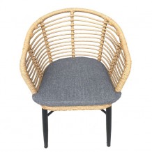 SALSA Alu STACK πολυθρόνα στοιβαζόμενη μαύρη Wicker φυσικό μαξιλάρι γκρι c58782