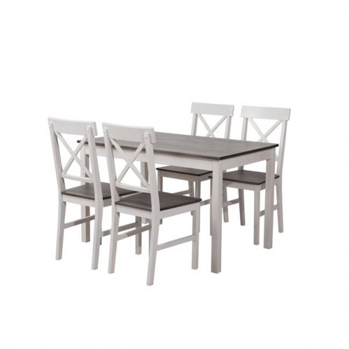 DAILY Set Τραπέζι 118x74cm 4 Καρέκλες Άσπρο Dark Oak c58900