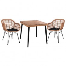 Σετ 3ΤΜΧ ALLEGRA WICKER με τραπέζι 80X80Χ78Υ μπεζ μαύρο χρώμα HM10483 c59029 Σετ 3ΤΜΧ ALLEGRA WICKER με τραπέζι 80X80Χ78Υ μπεζ μαύρο χρώμα HM10483 c59029