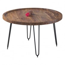 MATRI Τραπεζάκι Σαλονιού Φ76x45cm Ακακία Φυσικό Μέταλλο Μαύρο c59058