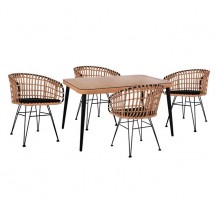Σετ 5ΤΜΧ ALLEGRA WICKER με τραπέζι 140X80Χ78Υ μπεζ μαύρο χρώμα HM10488 c59085 Σετ 5ΤΜΧ ALLEGRA WICKER με τραπέζι 140X80Χ78Υ μπεζ μαύρο χρώμα HM10488 c59085