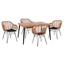 Σετ 5ΤΜΧ ALLEGRA WICKER με τραπέζι 140X80Χ78Υ μπεζ μαύρο χρώμα HM10490 c59086 Σετ 5ΤΜΧ ALLEGRA WICKER με τραπέζι 140X80Χ78Υ μπεζ μαύρο χρώμα HM10490 c59086