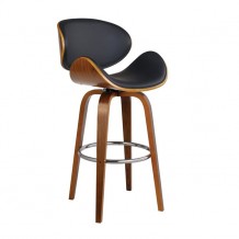 GOMEZ Σκαμπώ Bar Καρυδί PU Μαύρο c59227