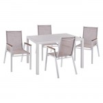 Σετ 5 ΤΜΧ αλουμινίου με τραπέζι 120Χ80Χ75 5Υ λευκό HM10522 c59319