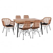 Σετ 7ΤΜΧ ALLEGRA WICKER με τραπέζι 160X90X78Υ μπεζ μαύρο χρώμα HM10495 c59408 Σετ 7ΤΜΧ ALLEGRA WICKER με τραπέζι 160X90X78Υ μπεζ μαύρο χρώμα HM10495 c59408