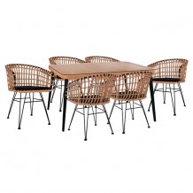 Σετ 7ΤΜΧ ALLEGRA WICKER με τραπέζι 160X90X78Υ μπεζ μαύρο χρώμα HM10496 c59409 Σετ 7ΤΜΧ ALLEGRA WICKER με τραπέζι 160X90X78Υ μπεζ μαύρο χρώμα HM10496 c59409