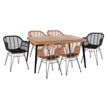 Σετ 7ΤΜΧ ALLEGRA WICKER με τραπέζι 160X90X78Υ μπεζ μαύρο χρώμα HM10513 c59412 Σετ 7ΤΜΧ ALLEGRA WICKER με τραπέζι 160X90X78Υ μπεζ μαύρο χρώμα HM10513 c59412