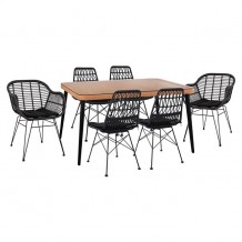 Σετ 7ΤΜΧ ALLEGRA WICKER με τραπέζι 160X90X78Υ μπεζ μαύρο χρώμα HM10516 c59414 Σετ 7ΤΜΧ ALLEGRA WICKER με τραπέζι 160X90X78Υ μπεζ μαύρο χρώμα HM10516 c59414
